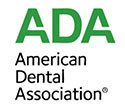 The image features a logo with the text ADA prominently displayed at the top, followed by American Dental Association in smaller font. The logo includes a stylized letter A with a design element that could be interpreted as an abstract representation of teeth or a smile.